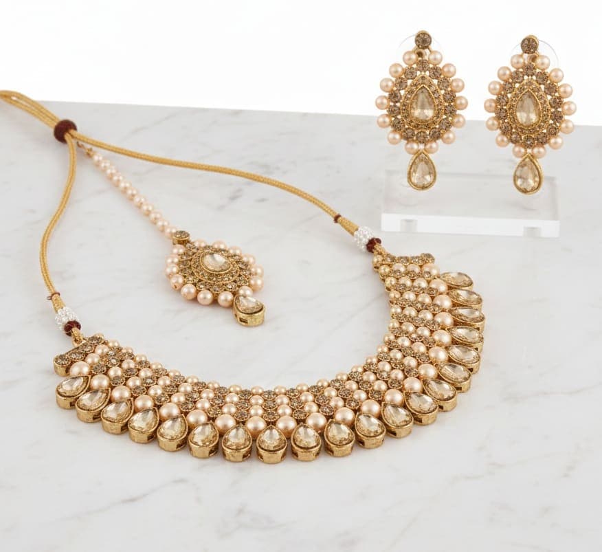 Manchaha Classic Gold Plated Necklace Set