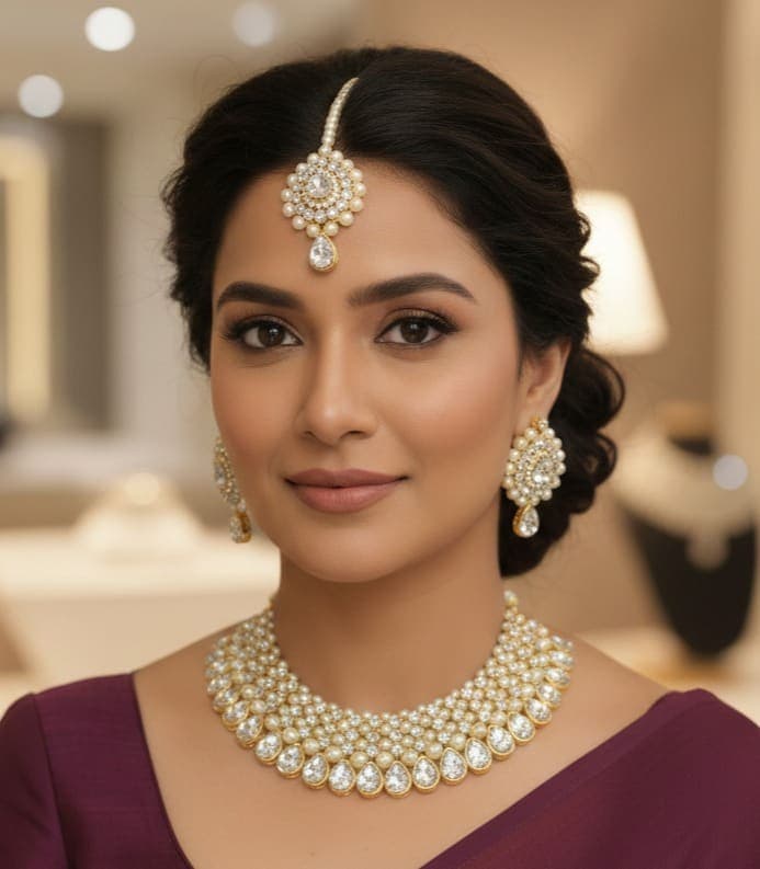 Manchaha Classic White Necklace Set