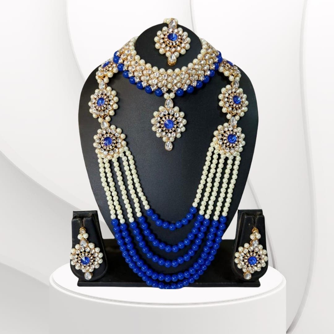 Manchaha Gold Plated Combo Jewellery Set - Blue