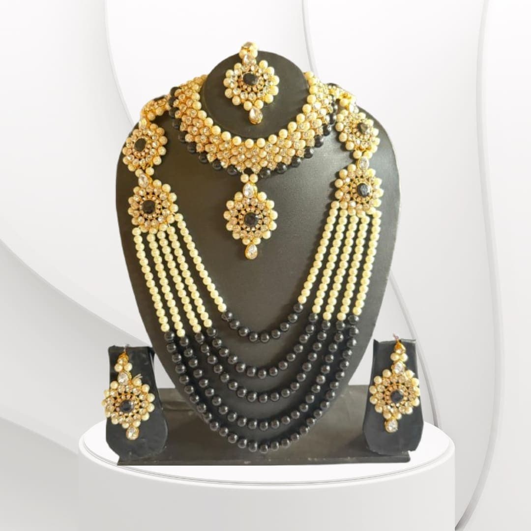 Manchaha Gold Plated Combo Jewellery Set - Black