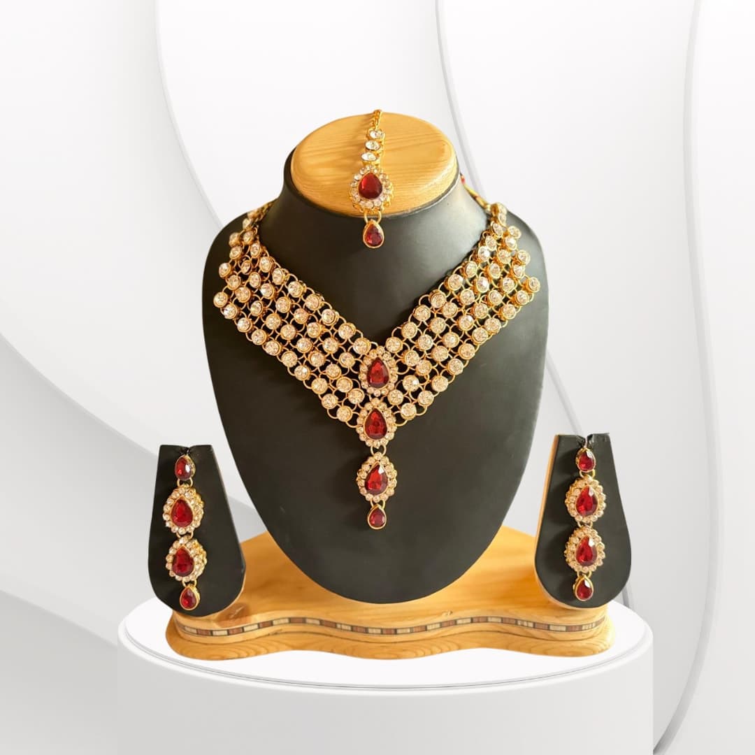 Manchaha Gold Plated Maroon Bridal Collection Set