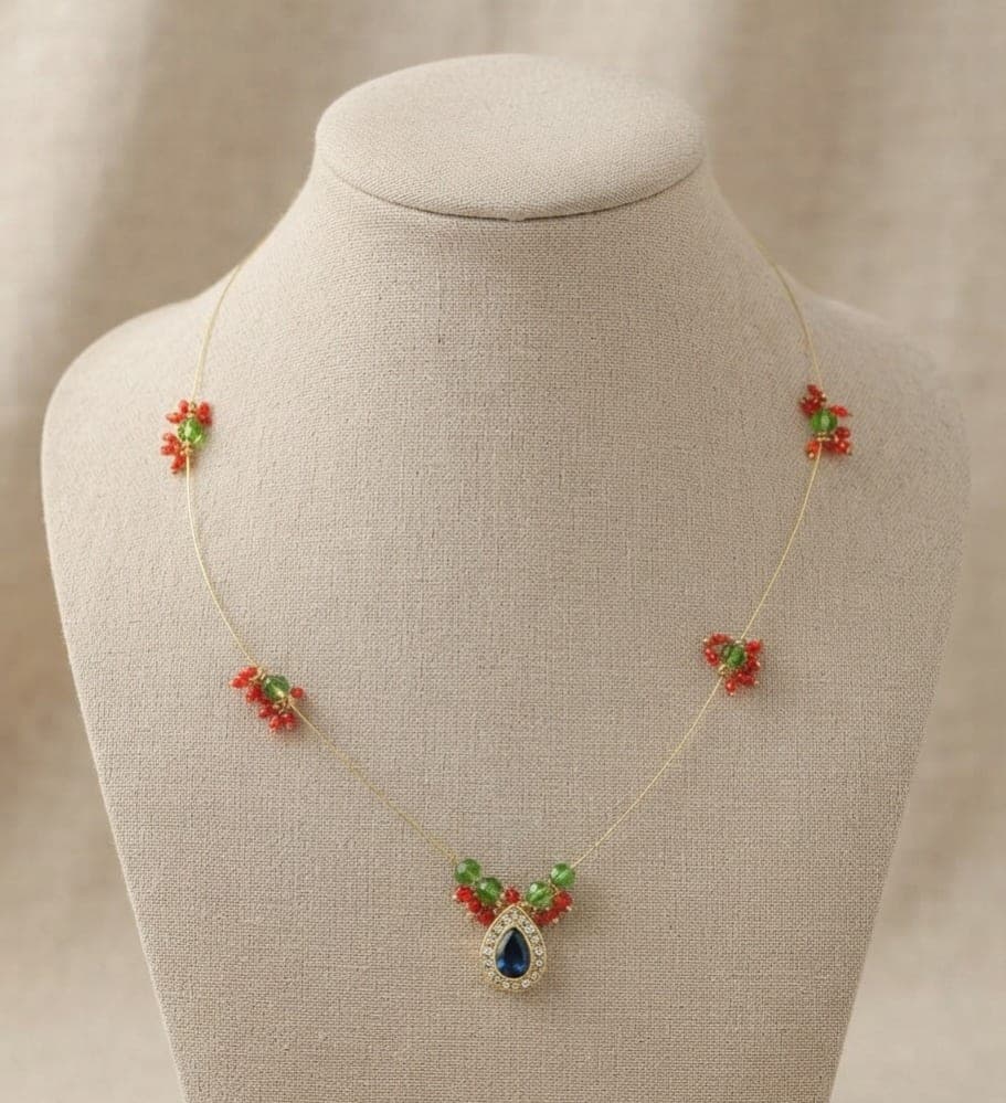 Manchaha Blue Teardrop Pendant Necklace