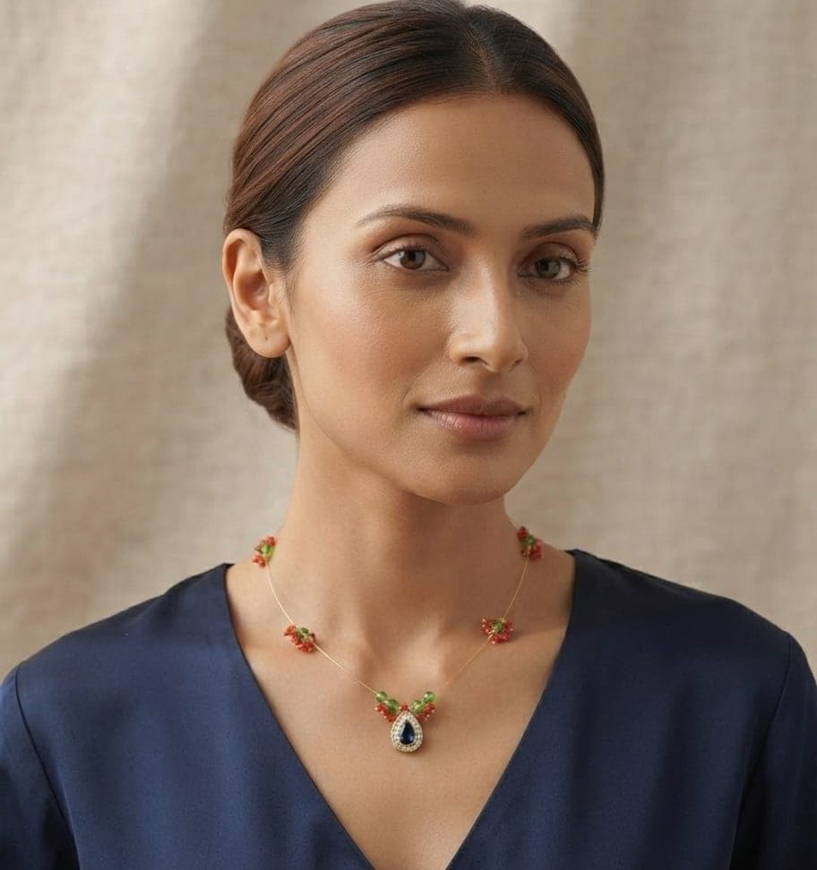 Manchaha Blue Teardrop Pendant Necklace