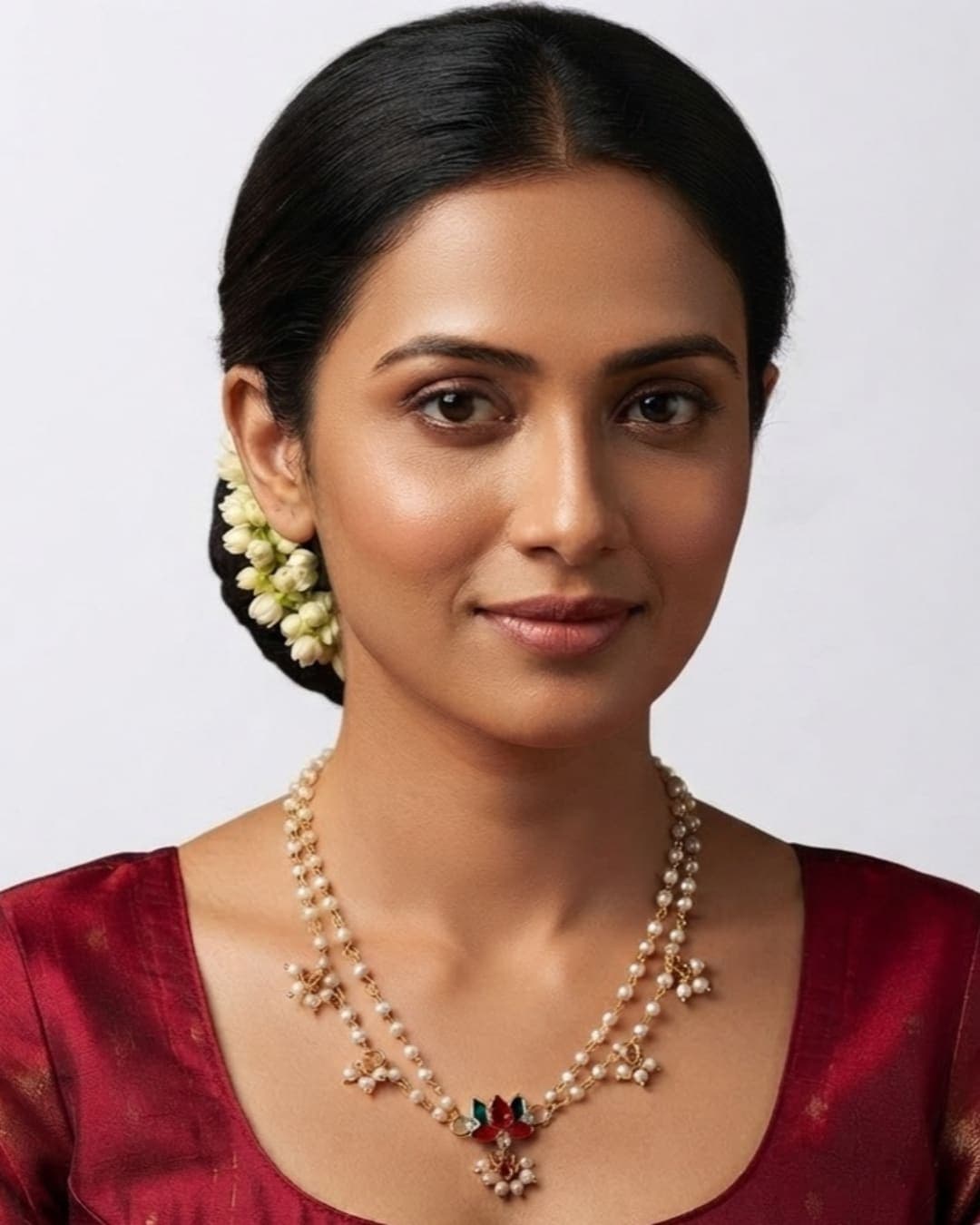 Manchaha South Indian Style Pearl and Lotus Pendant