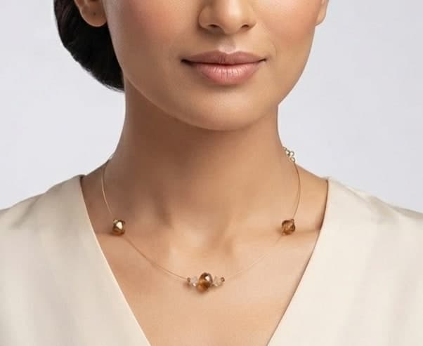 Manchaha Brown Crystal Beaded Necklace