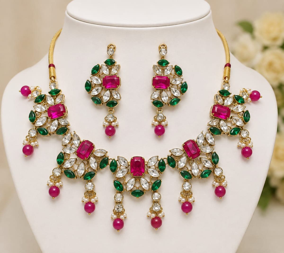 Manchaha Kundan & Markiss Stone Bridal Set
