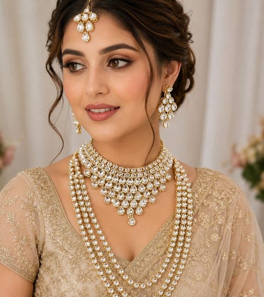 Manchaha Gold Plated Bridal Kundan Set