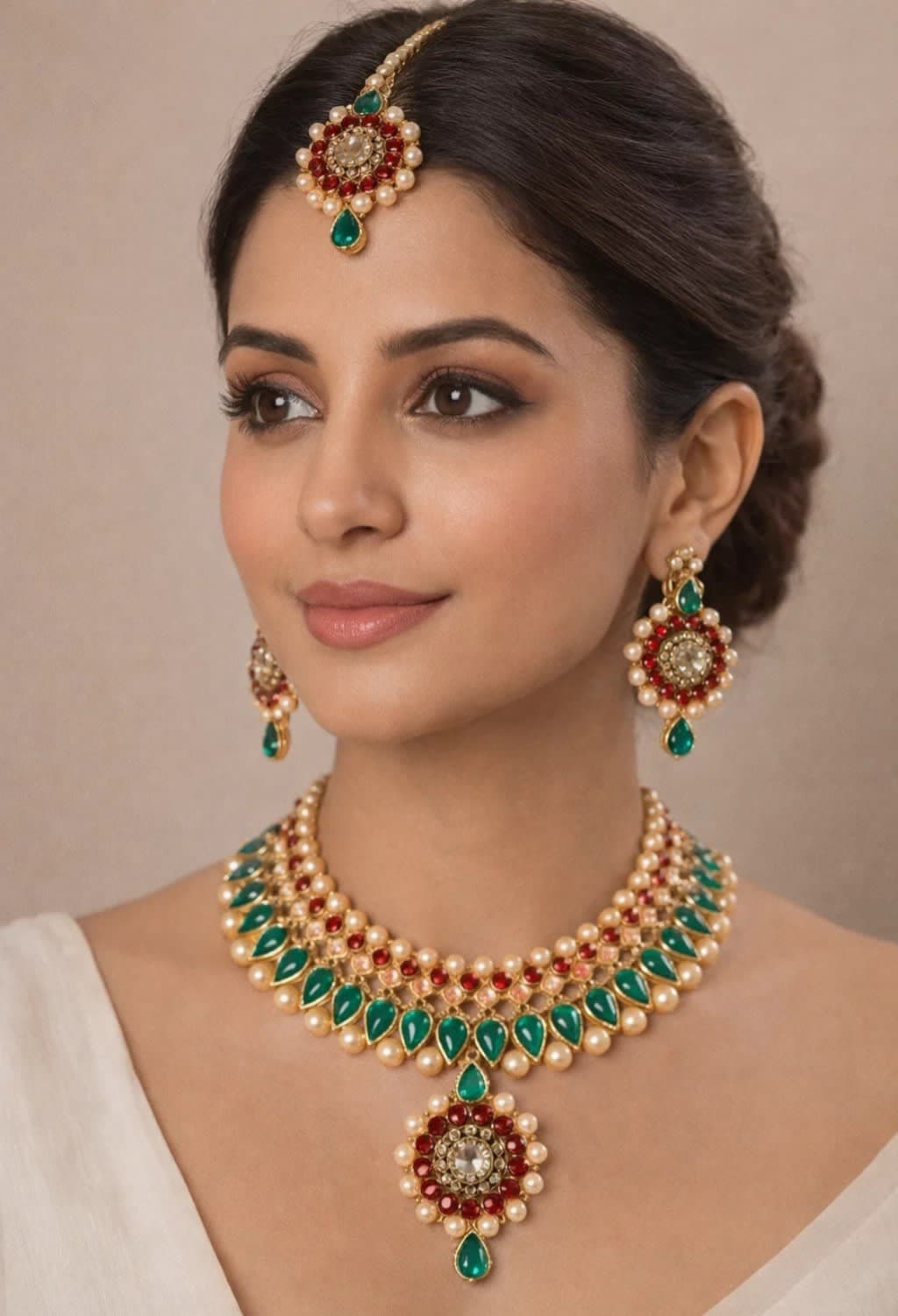 Manchaha Gold Plated Pearl Jewellery Set