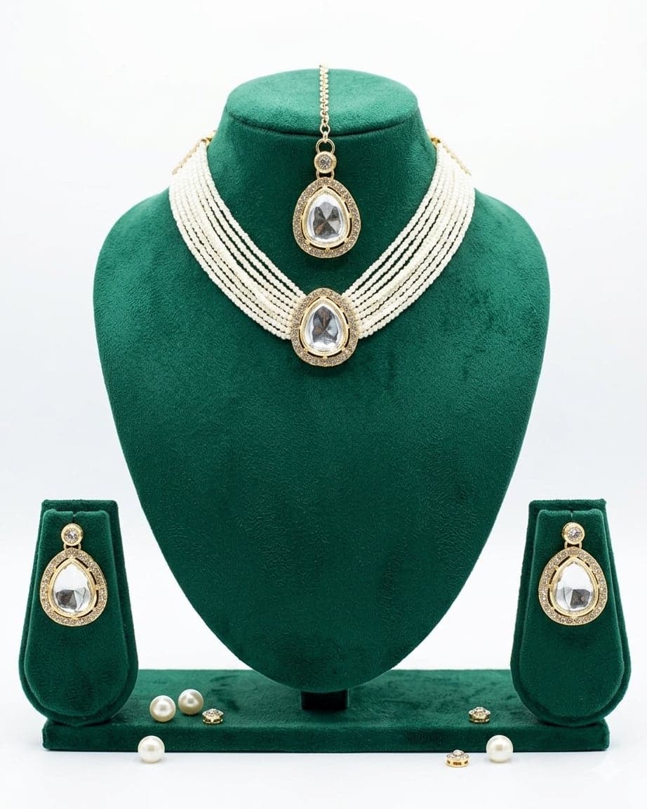 Manchaha silver plated Pearl choker Set