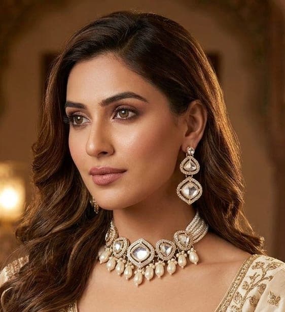 Manchaha Multi-Layered Small White Pearls Set