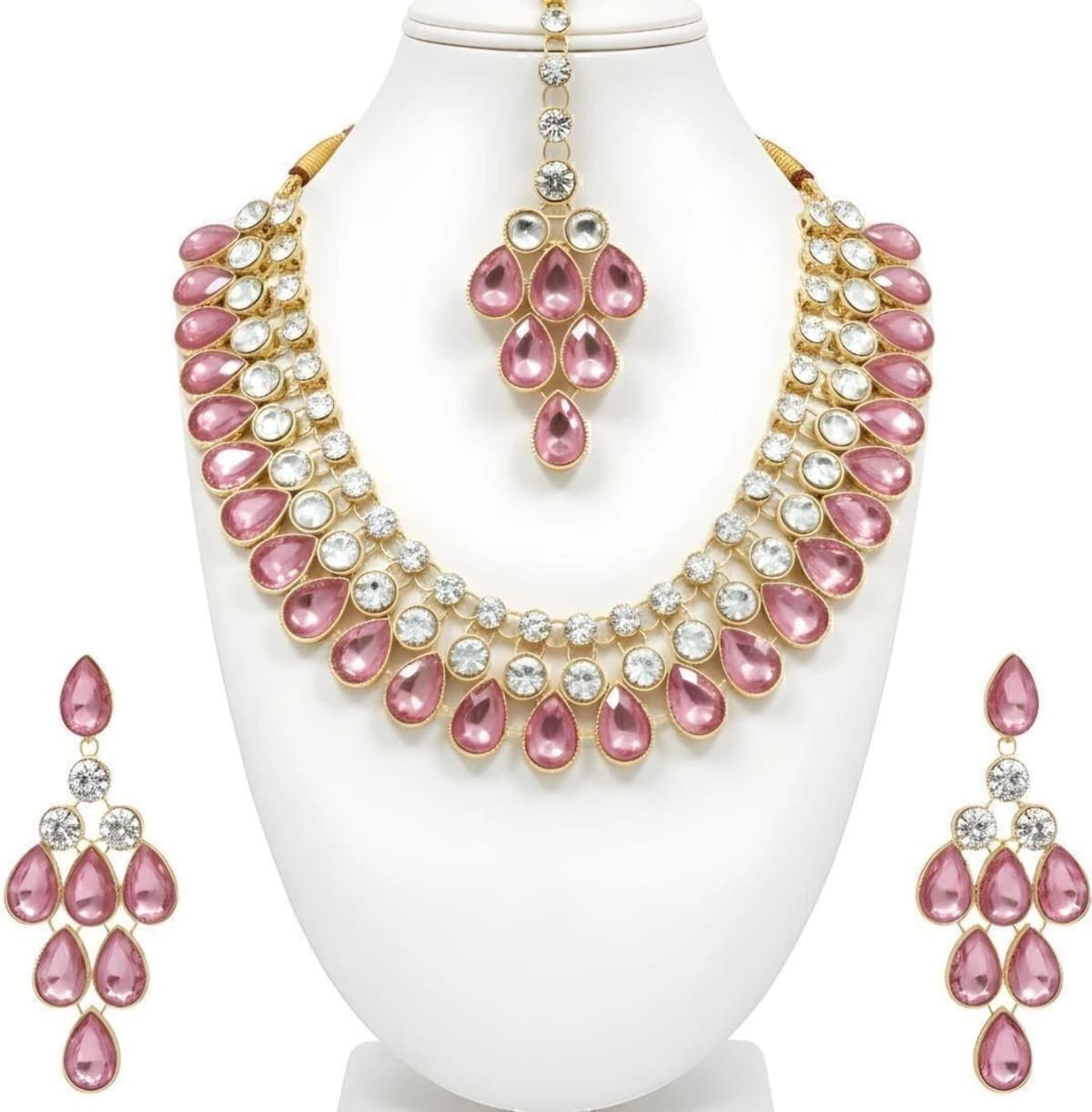 Manchaha Silver Plated Kundan Necklace - Babypink