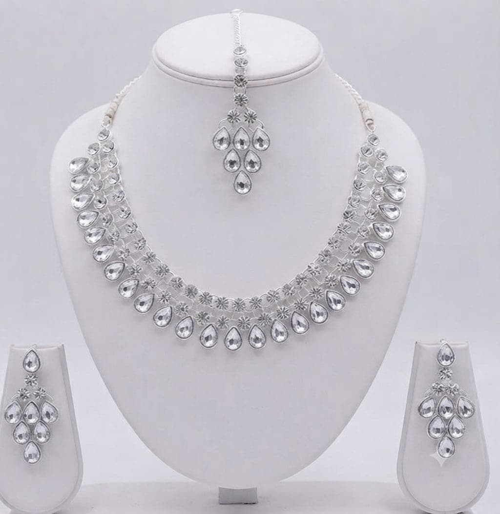 Manchaha Silver Plated Kundan Necklace - Babypink - Main