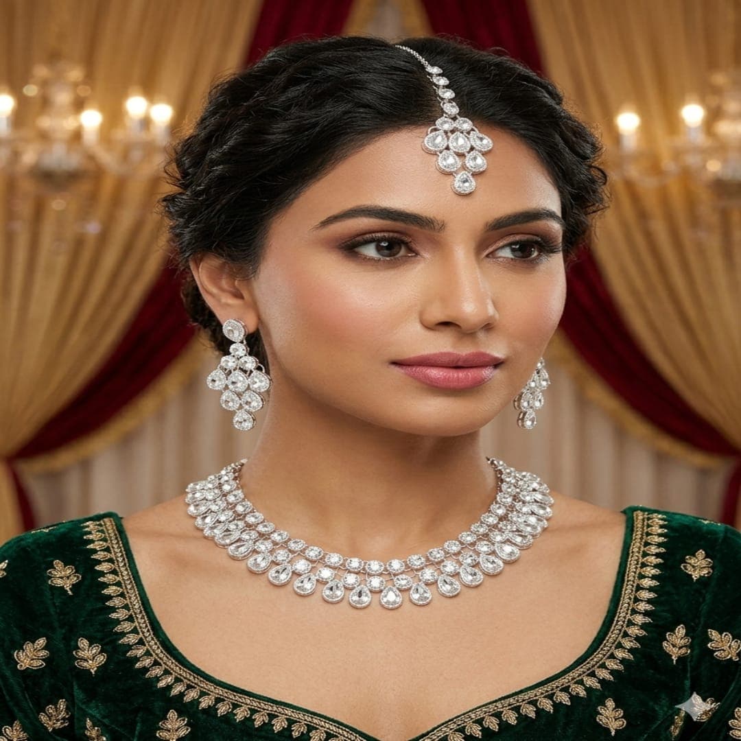Manchaha Silver Plated Kundan Necklace - Babypink - Main