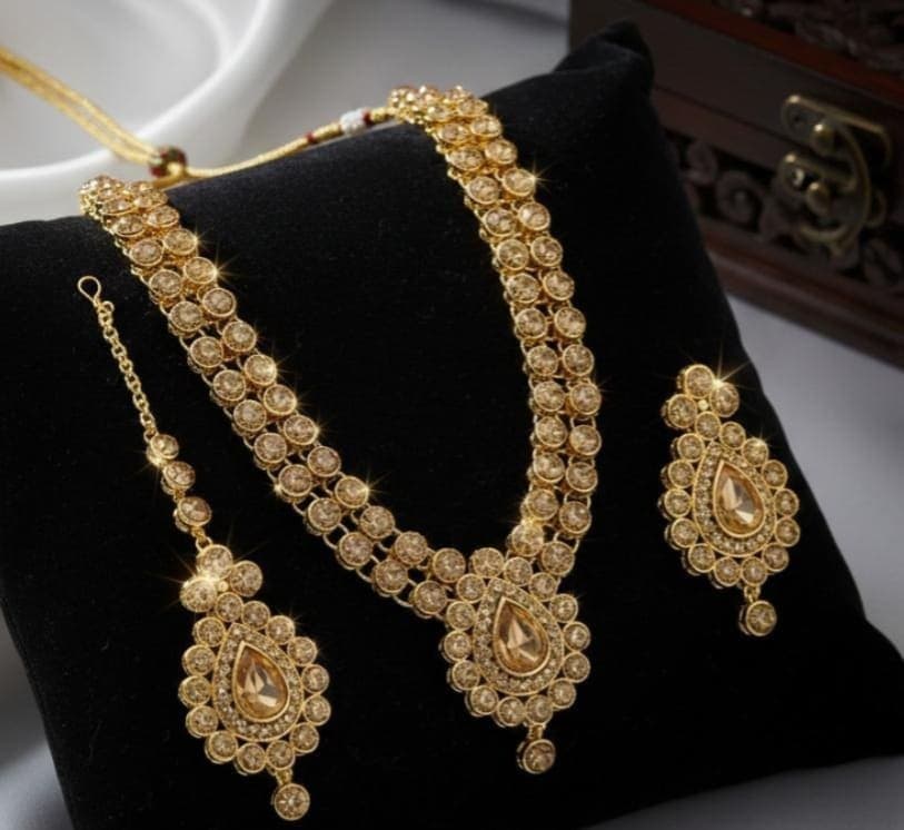 Manchaha Gold Plated Royal Necklace Set