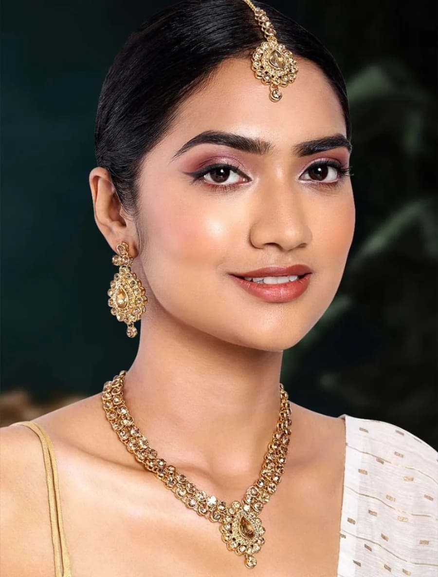 Manchaha Gold Plated Royal Necklace Set